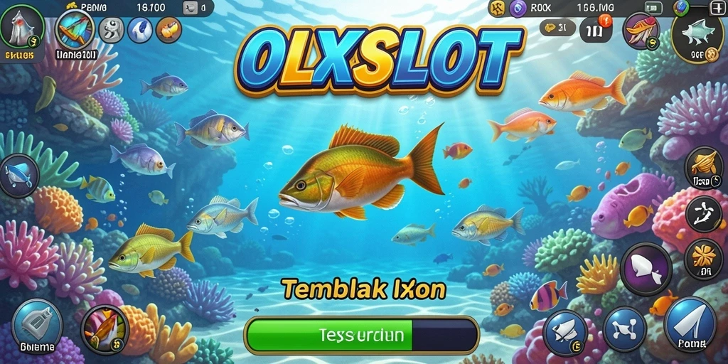 Screenshot gameplay OLXSLOT menampilkan aksi seru saat menembak ikan.