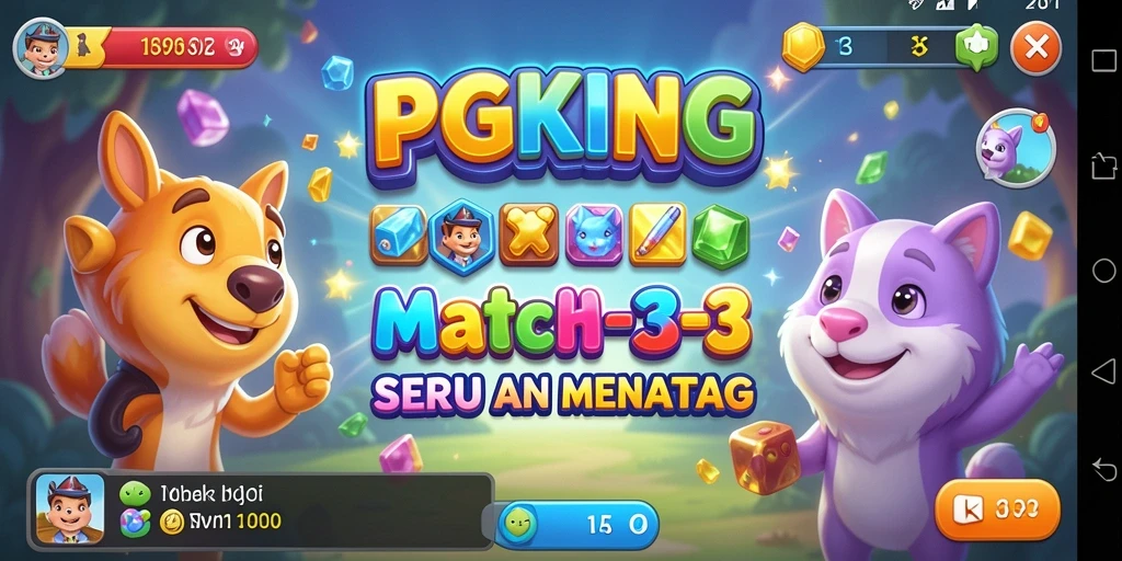 Tampilan gameplay PGKING dengan aksi Match-3 yang menghibur.
