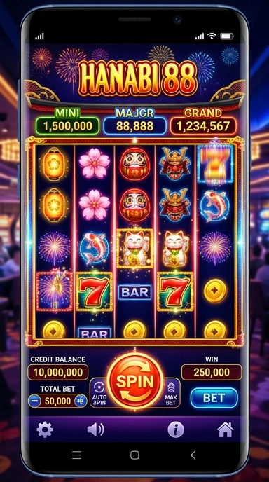Screenshot antarmuka utama aplikasi hanabi88 yang mudah digunakan.